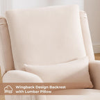 Rocking Chair Nursery, Nursing Rocking Chairs Upholstered, Glider Rocker with Lumbar Pillow and Side Pockets, Modern Rocker Chair for Bedroom, Living Room, Beige