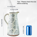 Enra 12.2" Blue and White Ceramic Vase with Handle – Handcrafted Large Chinoiserie Pitcher Vase for Fresh Flowers, Tall Decorative Vase for Living Room Focal Point, Bookshelf & Floor Accent