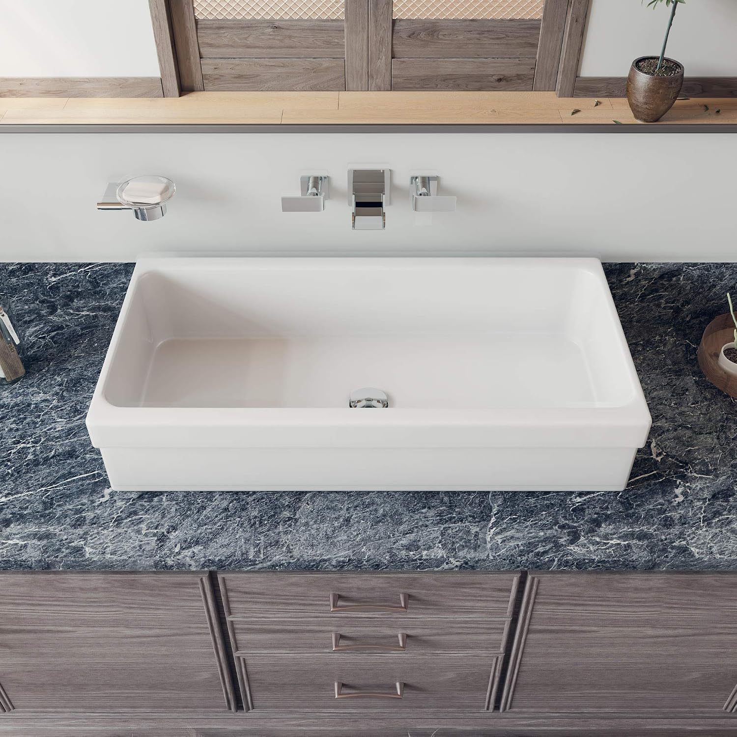 Alfi AB36TR Alfi Brand 35.5" Above Mount Fireclay Bath, 36", White