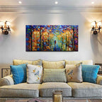 Tyed Art- Contemporary Art Landscape Oil Painting On Canvas Abstract Textured Tree Painting hand-painted acrylic frame wall art modern canvas painting 24x48inch