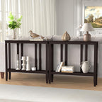 ELYKEN Bamboo 2-Tier Narrow Console Table, 36.2" Long Slim Sofa Table Behind Couch for Entryway, Hallway, Living Room, Brown