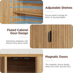 FiveWillowise Fluted Bathroom Wall Storage Cabinet with Open Shelf, Floating Wall Mounted Medicine Cabinet with Adjustable Shelves, Over The Toilet for Bathroom, Laundry Room, Kitchen, Natural Oak