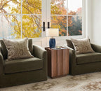 win2win Side Table Set of 2 with Charging Station, Mid Century Modern End Tables with Wave Design, Nightstand Set of 2 with Storage, Bedside Table for Bedroom Living Room, Walnut