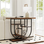 41.3-inch Entryway Console Table, Industrial-Style Sofa Table with Storage, Side Table with Shelves, Suitable for Entrances, Hallways, Foyers, and Entryways, Metal Frame, Vintage Brown