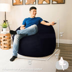 Big Joe Fuf Large Cover Only Machine Washable, Black Plush, Soft Polyester