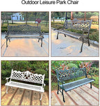 Bench，Patio Garden Bench, Anti- Rust Cast Iron Cast Aluminum Frame for Outdoor Path Yard Lawn Work Entryway Decor(A)