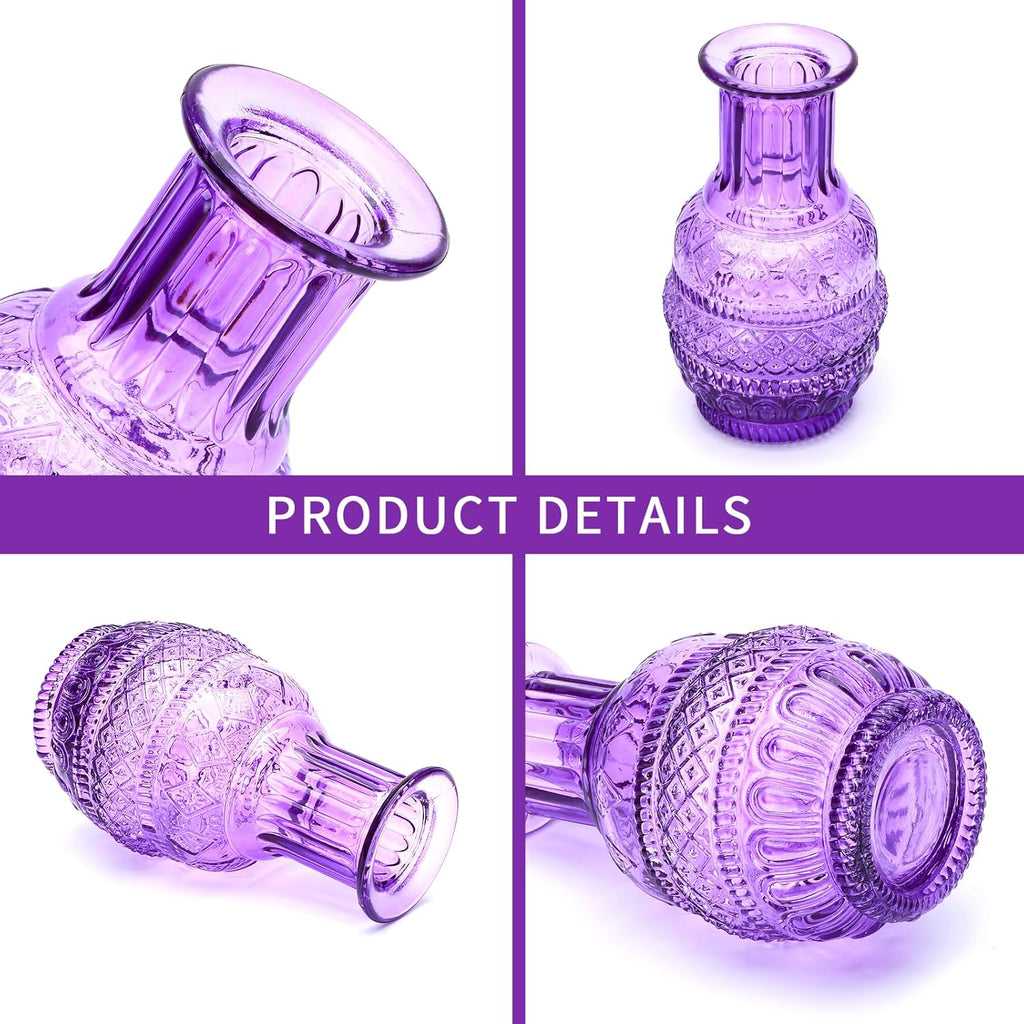 Glass Bud Vase Set of 30,Small Glass Vases for Flowers,Vintage Purple Bulk Mini Glass Vases for Table Centerpieces,Wedding,Candle Holder,Floral Arrangement