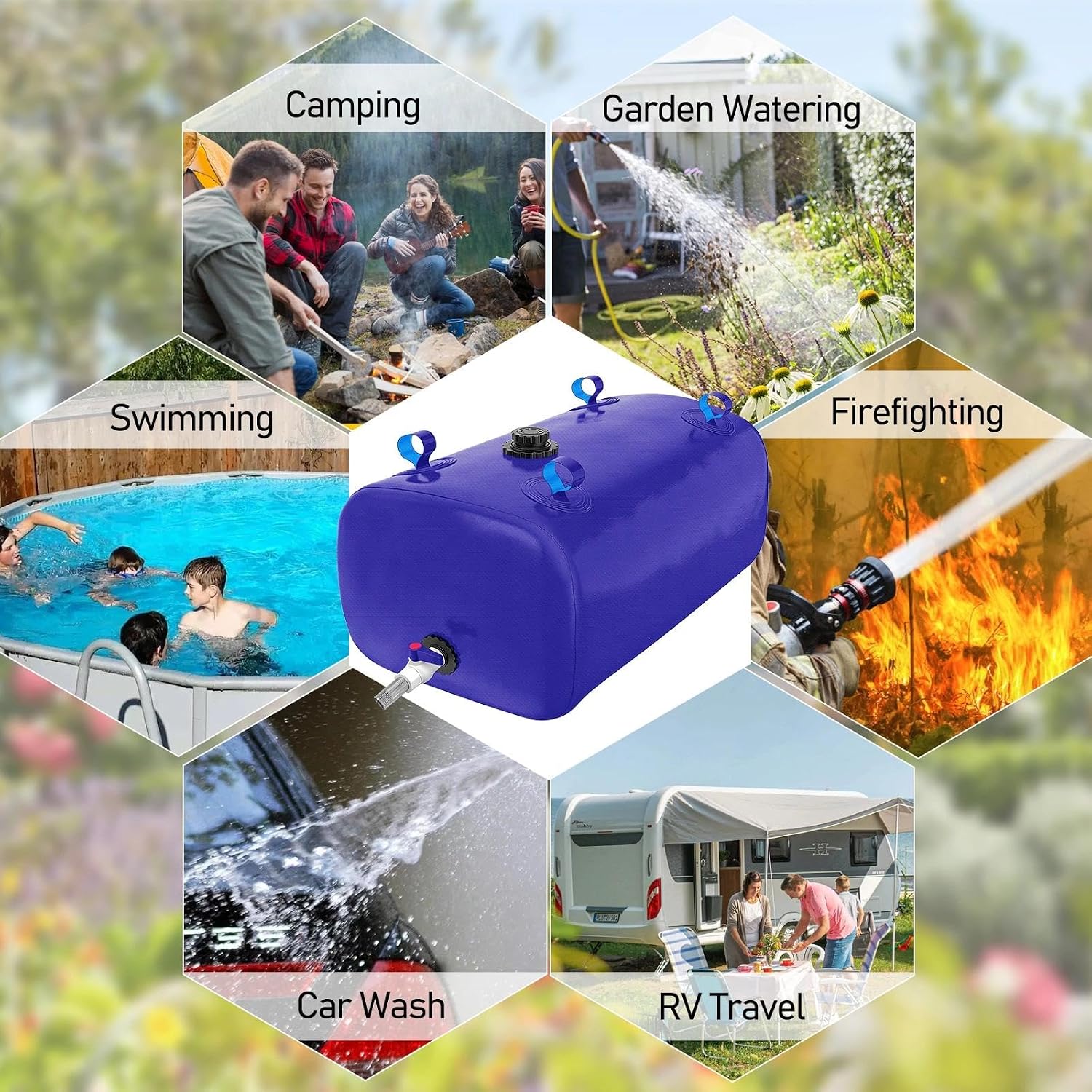 240L/63.4 Gallon Large Capacity Collapsible Water Storage Bladder, Portable Foldable Soft Water Bladder Tank, Leakproof Tear-Resistant Emergency Water Container for RV, Truck & Outdoor Use