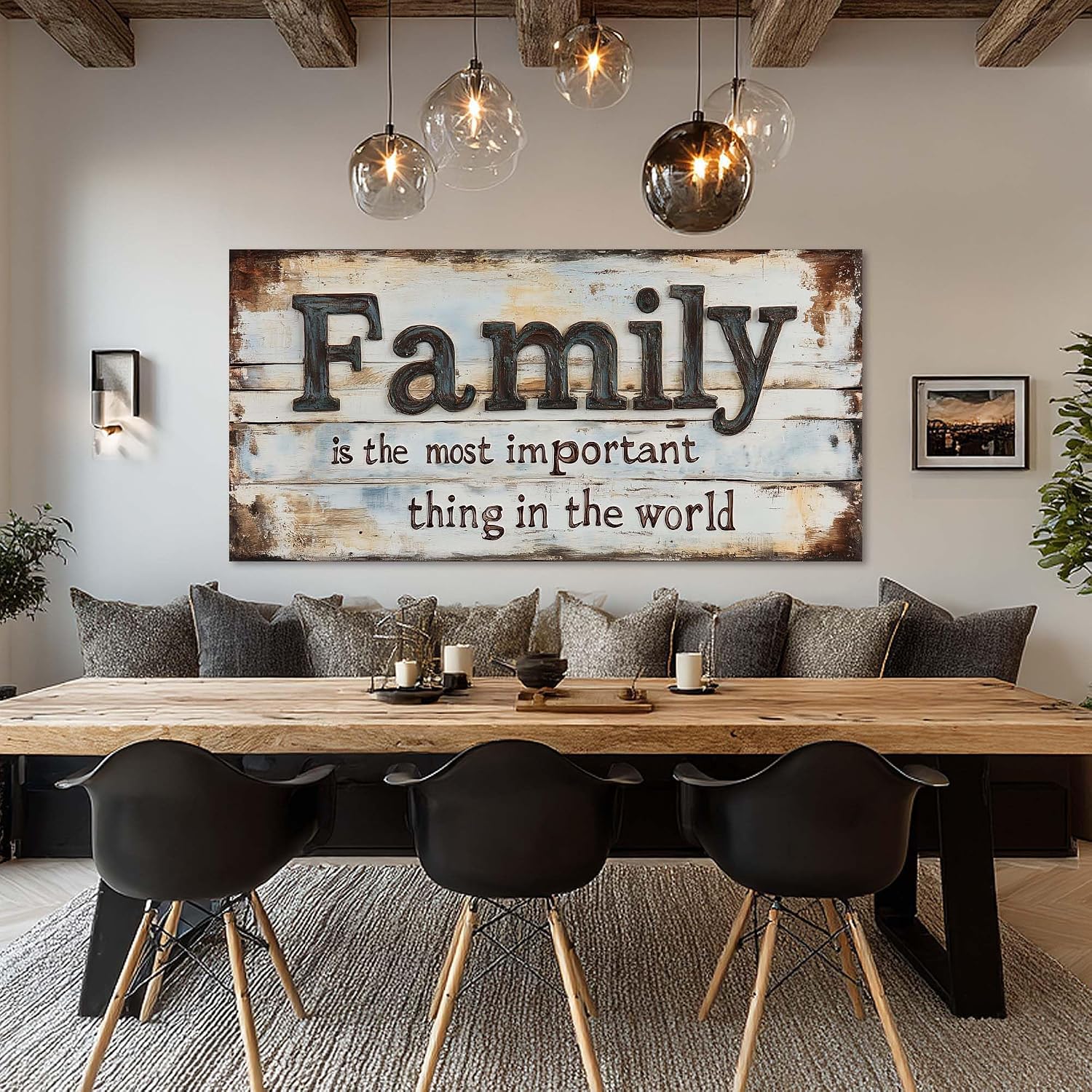 Ggaafet Retro Family Quotes Wall Art for Bedroom Canvas Painting Prints Family is the Most Important Thing in the World Rustic Farmhouse Art Deco Modern Artwork Office Kitchen Dining Room Decor