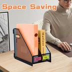 2 compartments metal file racks metal Mesh Desktop Organizer for Desk,Storage Binder Organizer for Office Home School