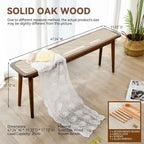 Entryway Bench, Solid Wood Kitchen Dining Bench, Mid Century Modern End of Bed Bench with Rattan Woven Top for Bedroom, Dining Room, Entry Way, 39.37" L x 11.2" W x 17.7" H, Walnut