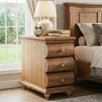 Solid Wood End Table, 3 Drawers Narrow Sofa Side Table with Finished Back, Rustic Slim Nightstand Bedside Table for Bedroom, Living Room, Small Space