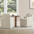 KISLOT Upholstered Dining Chairs Set of 4, Washable Cover Modren Deskchair with 4 Casters & Hidden Storage for Dining Room, Living Room, Home Office, Beige, 4 Box
