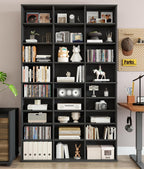 DVD Shelf Storage, 9-Tier Media Storage Cabinet with Adjustable Shelves CD Cabinet Media Tower for DVDs CD Holder, Books, Games, Blue Rays, Black