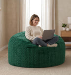 4FT Bean Bag Chair Large Beanbag Chairs for Adults with Memory Foam Removable Cover Luxurious Braided Fabric, Adult Bean Bag Chairs for Living Room Bedroom Gaming Dorm Office（Green,4FT-44"*44"*24"）