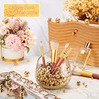 Junkin 300 Pcs Vase Filler Faux Pearls Vase Makeup Beads Bulk No Hole Gloss Pearl Beads Mixed Sizes Round Pearls for Wedding Home Table Birthday Decoration, 8/14/20 Mm(Gold)