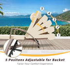 Outdoor Lounge Chairs Set of 2, Pool Lounge Chairs for Outside Patio Furniture, Outdoor PE Rattan Wicker Patio Chaise with 5-Positions Adjustable for Poolside, Deck,Beige