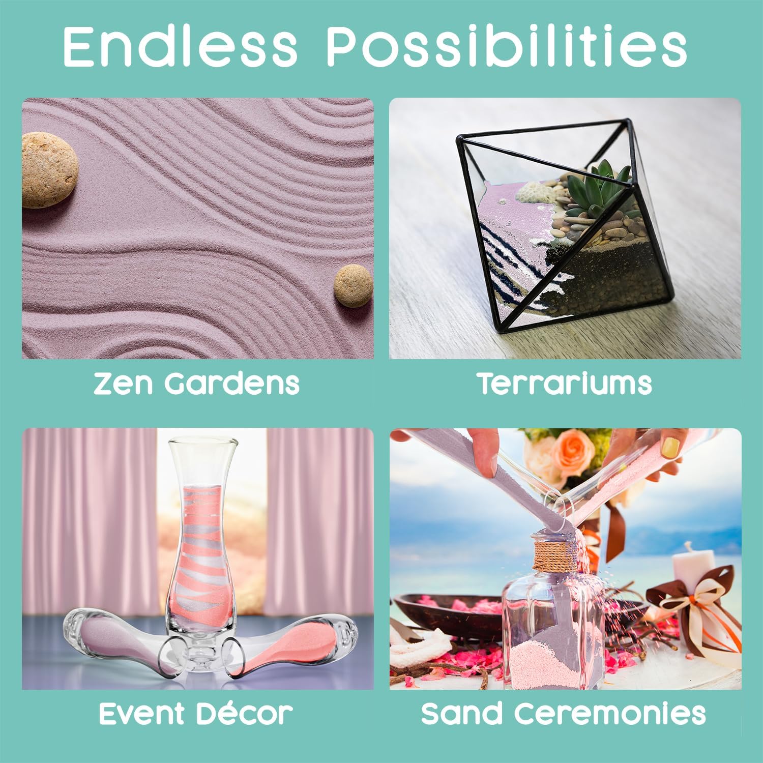 Sandsational Sparkle Ballet Pink Unity Sand, 1 LB (16 oz), Neutral Pink Colored Sand for Weddings, Vase Filler, Home Decor, Crafts, Terrariums, and More