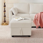 Corduroy Storage Ottoman for Living Room Sofas Couches, Square Ottoman with Storage Space Foot Rest Stool for Apartment, Dorm, Entryway, Beige