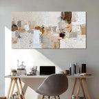 Azatyam Neutral Abstract Wall Art for Living Room Decor Modern Brown Minimalist Canvas Prints Artwork Picture Cream White Gray Brush Stroke Painting for Bedroom Dining Room Office Decor 20" x 40"