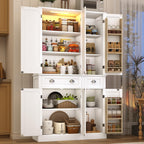 71"H Tall Kitchen Pantry Cabinet,39"W Large Freestanding Kitchen Hutch Wood Stoarge Floor Cabinet w/6 Door Shelves,2 Large Drawer,Adjustable Shelves,Modern Food Pantry for Kitchen,Dining Room,White