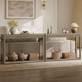 SICOTAS Entryway Table with Storage Shelf, Modern Console Table, Fluted Narrow Entry Table 94.64" Entry Way Table, Wooden Couch Table Behind Sofa for Living Room Hallway Entrance Foyer, Grey Alder