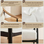RNKSFX Modern Accent Chairs Set of 2 for Living Room Bedroom Mid Century Arm Chairs Upholstered Office Accent Chairs Comfy Waiting Room Chairs with Metal Frame, Cream White
