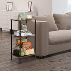 30 Inch Tall End Table with 3-Tier Storage, Slim Narrow Nightstand for Living Room, Bedroom, Sofa & Small Spaces, Lightweight, Rustic Brown