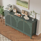 Fluted Sideboard Buffet Cabinet with Storage, 58" Mid Century Modern Accent Cabinet with Arch Doors, Large Wood Media TV Console Table Credenza for Dining Room, Kitchen, Living Room Entryway, Green
