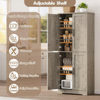 Garvee 70 Inch Tall Storage Cabinet, Kitchen Pantry Cabinet with Doors and Adjustable Shelves, Freestanding Wooden Classic Cupboard for Living Room, Dining Room, Bathroom