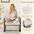 HOMEFUN Nursery Rocking Chair,Patio Rocking Chair,Upholstered Glider Rocker with Padded Seat and High Backrest Safe and Comfy Armchair for Living Room Office,Front Porch, Garden, Patio, Backyard Cream
