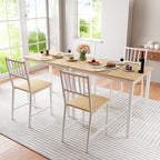 Yafylly Small Space 3 Piece Dining Table Set for 2, Compact Kitchen Table Set with 2 Chairs & Adjustable Feet, Modern Breakfast Nook Furniture for Apartment, Dorm, or Home, White