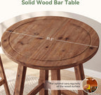 Solid Wood Bar Table, 39.4" High Round Bar Height Table, Farmhouse High Top Pub Bistro Tables, Small Space Cocktail Tables for Kitchen, Living Room, Brown (Table Only)
