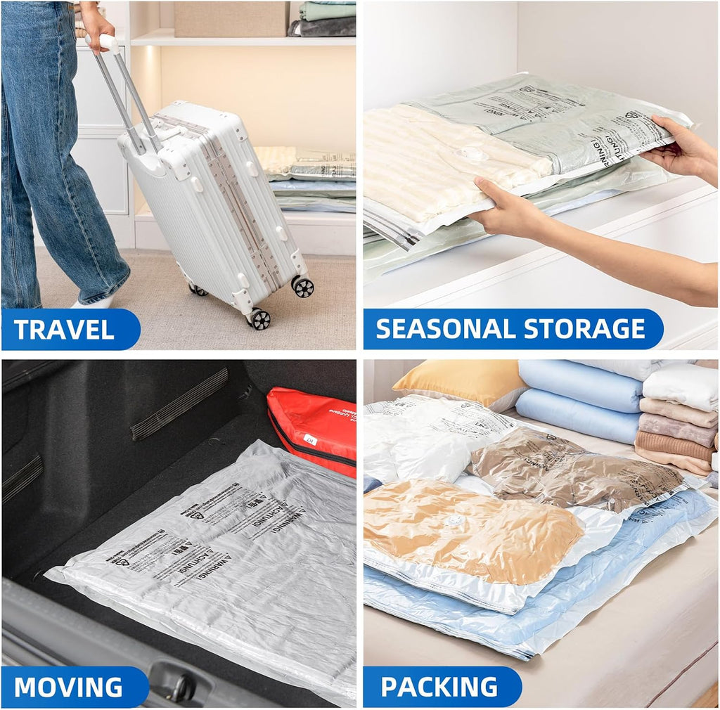 TAILI 8 Pack Vacuum Storage Bags for Comforter and Blankets, Jumbo Vacuum Seal Bags for Bedding 40x31 Inch, Space Saver Bags for Clothes, Pillows, Saving More Closet Space
