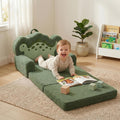 TinyPalsa Kids Couch, 2-in-1 Fold Out Sofa with Portable Handle, Comfy Lounger for up to 49" Tall, Green Dinosaur