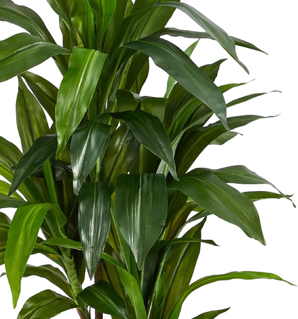 Nearly Natural 48in Artificial Dracaena with Real Touch Leaves and Multi Tonal Trunks, Large Indoor Silk Plant with Pot, Maintenance Free For Living Room And Home Office Decor