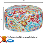 FUNHOME Inflatable Ottoman Stool D20xH9,Portable Round Pouf for Indoor/Outdoor Use,Foot Rest or Seating for Kids&Adults,Ideal for Camping or Home(Phoenix)