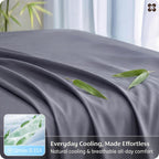 Bedsure Queen Sheet Set, Cooling Sheets for Queen Size Bed Set, Rayon Derived from Bamboo, PureWoven, Breathable & Soft, Deep Pocket Up to 16", Hotel Luxury Silky Bedding for Hot Sleepers, Dark Grey
