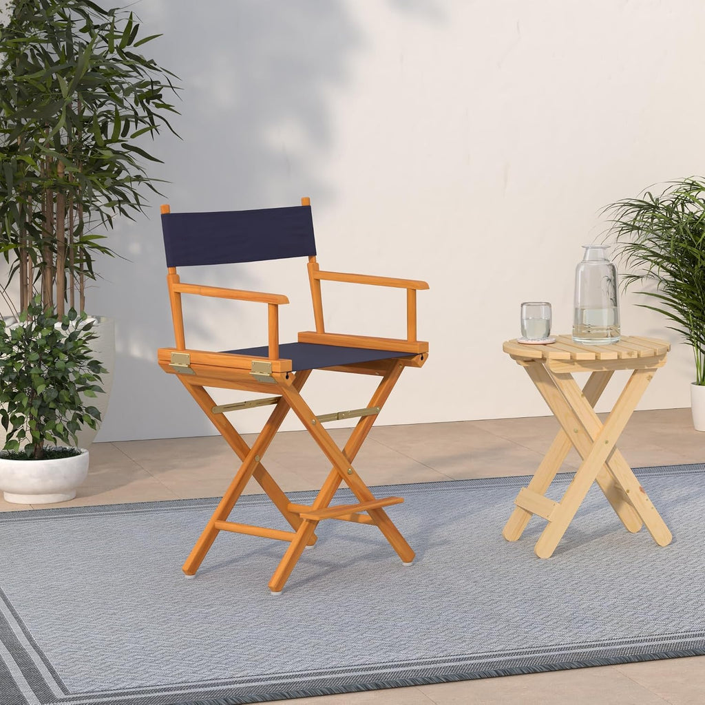 Casual Home 24" Director's Chair Honey Oak Frame-with Navy Canvas, Counter Height