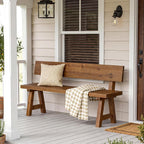 LITTLE TREE Solid Wood Bench with Back, 47-Inch Long Farmhouse Wooden Indoor Window Bench Seat for Entryway, Mudroom, Living Room, Easy Assembly, Rustic Brown