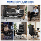 Big and Tall Office Chair 400lbs - Wide Memory Foam Seat with Lumbar Support, Reclining Executive Desk Chair with Footrest, Ergonomic Heavy Duty High Back Computer Chair, Black