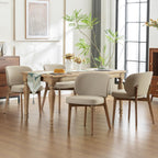 YOUNIKE Dining Chair with High Back Set of 8 Mid Century Modern Kitchen Chair Faux Leather Upholstered Armless Chair 20" Wide Padded Seat with Wooden Legs for Kitchen Dining Living Room Khaki