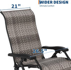 Rattan Chaise Lounge Chair with Widened Armrest Heavy Duty Wicker Adjustable Foldable Outdoor Patio Beach Camping Recliner Chair for Poolside Garden Backyard Lawn