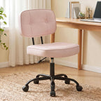 DUMOS Home Office Desk Chair - Ergonomic Armless PU Leather Computer Rolling Task Chair，with Comfy Lumbar Support and Height Adjustable, 360° Swivel, Vanity, Bedroom, Pink