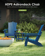 GREENVINES Folding-Adirondack-Chairs-Set-of-2 | HDPE Plastic | Throne Series | Fire Pit Chair | All Weather | for Outdoor Patio Deck Backyard Poolside | Blue