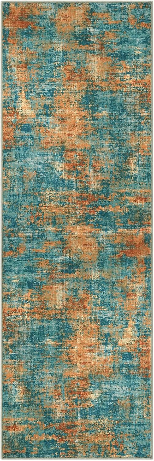 Lansny Abstract 2x6 Runner Rug, Washable Runners for Hallway, Rubber Backed Non-Slip Kitchen Runner Rug, Print Faux Wool Entryway Runners Indoor, Thin Floor Carpet for Bedroom Hall Entry Colorful