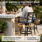 Crestlive Outdoor Swivel Bar Stools Set of 4, Aluminum Patio Bar Stools with Sunbrella Cushions, 30 Inch Bar Height Perfect for Backyard, Balcony and Garden