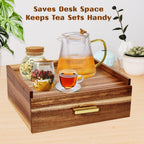 NANXITU Acacia Wood Tea Holder Organizer, Tea Box Organizer Storage Box | Tea Caddy for Tea Bags Organizer Drawer, with12 Compartments Multi-Functional Tea Station Chest for Countertop