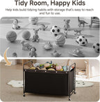StorageWorks Toy Box with Wheels for Kids, 200L Extra Large Toy Storage Chest and Organizer, 27.5" Metal Toybox with 360° Swivel Wheels for Bedroom, Kids Room, Stuffed Animal Storage, Black