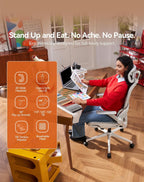 SIHOO B100 Office Chair, Ergonomic Office Chair Without Footrest, Computer Chair with Wide Headrest & Adaptive Lumbar Support, Flip-up Armrests, Swivel Desk Chair for Long Hours, Grey